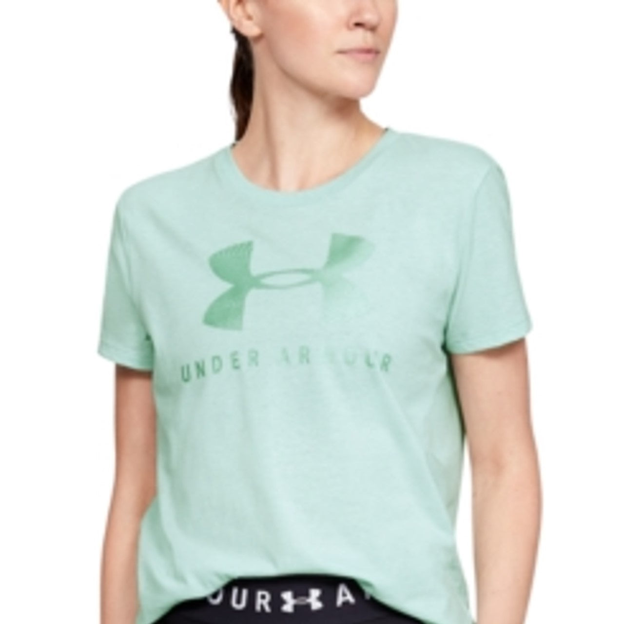 Under Armour Women's Graphic Sportstyle Classic Crew Top Green Size X-Small