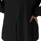 NY Collection Women's Plus High Low Slit Hem Button up Blouse Black Size 1X