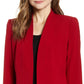 Anne Klein Women's Romantic Collarless Open Front Jacket Red Size 16