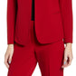 Anne Klein Women's Romantic Collarless Open Front Jacket Red Size 16