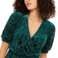 Alfani Women's Velvet Burnout Wrap Top Green Size M