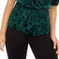 Alfani Women's Velvet Burnout Wrap Top Green Size M