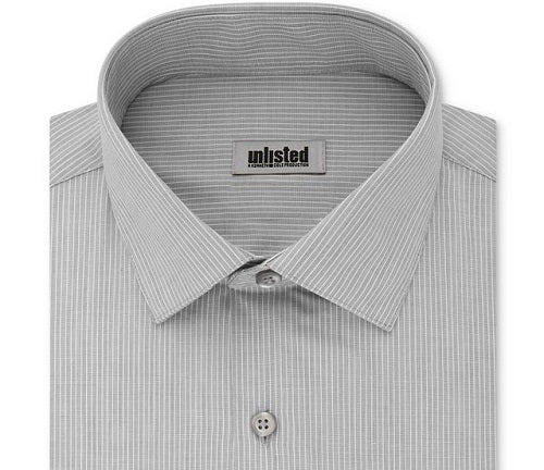 Kenneth Cole Men's Slim Fit Checks and Stripes Dress Shirt Gray Size L