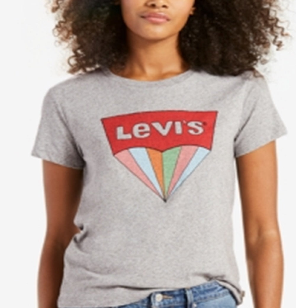 Levi's Women's Perfect Graphic Logo T-Shirt Gray Size X-Large