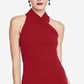 Rachel Roy Women's Drapey Halter MIDI Dress Red Size X-Small