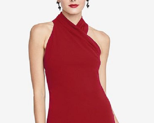 Rachel Roy Women's Drapey Halter MIDI Dress Red Size X-Small