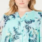 Charter Club Women's Plus Printed Tiered-Ruffle Top Blue Size 3X