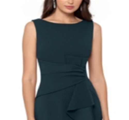 Betsy & Adam Women's Cascading Ruffle Sheath Dress Green Size 14