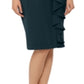 Betsy & Adam Women's Cascading Ruffle Sheath Dress Green Size 14
