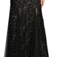 Alex Evenings Women's Floral Sleeveless Jewel Neck Full Length Fit Flare Formal Dress Black Size 14
