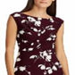 Ralph Lauren Women's Floral Sleeveless Jewel Neck Knee Length Sheath Dress Wine Size 2 Petite