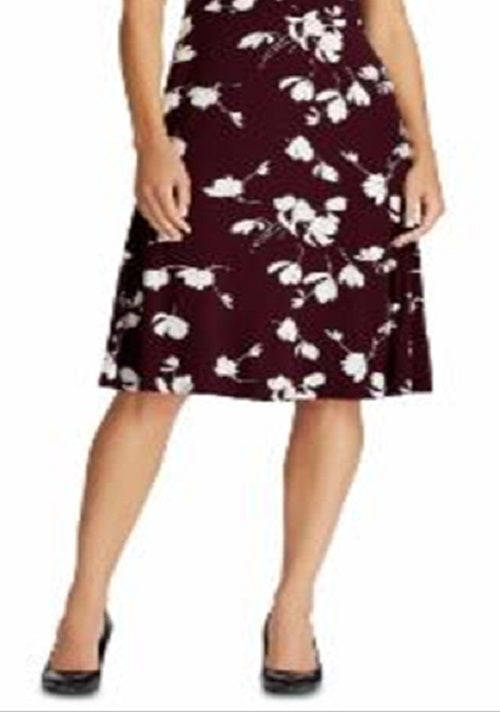 Ralph Lauren Women's Floral Sleeveless Jewel Neck Knee Length Sheath Dress Wine Size 2 Petite