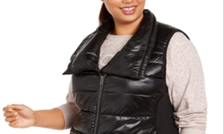 Calvin Klein Women's Performance Plus Printed Puffer Vest Black Size 1X