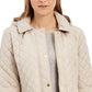 Charter Club Women's Quilted Hooded Jacket Beige Size Petite Small