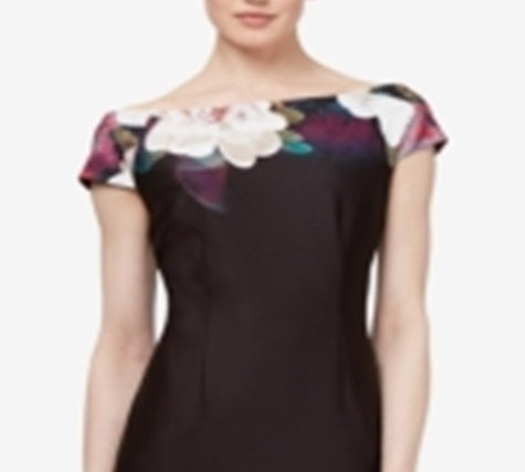 SL Fashions Women's Floral Scuba Dress Black Size 10