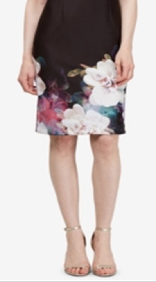 SL Fashions Women's Floral Scuba Dress Black Size 10