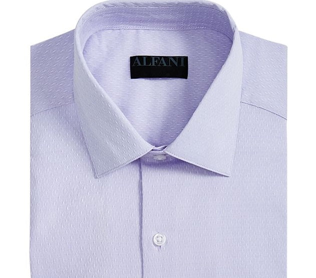 Alfani Men's Line Dot Dobby Slim Fit Button Down Dress Shirt Purple Size XL