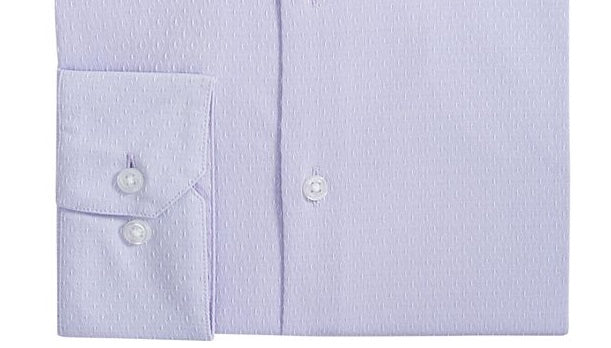 Alfani Men's Line Dot Dobby Slim Fit Button Down Dress Shirt Purple Size XL
