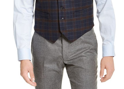 Tommy Hilfiger Men's Modern Fit THFlex Stretch Plaid Vest Blue Size Large