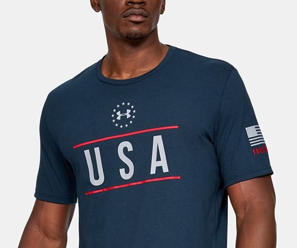 Under Armour Men's UA Freedom USA Academy T-Shirt Blue Size Small