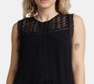 Silver Jeans Co. Women's Sina Lace Babydoll Tunic Black Size X-Large