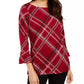 Charter Club Women's Plaid Bell Sleeve Red Size X-Large