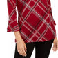 Charter Club Women's Plaid Bell Sleeve Red Size X-Large