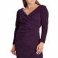 Ralph Lauren Women's Metallic Surplice Dress Purple Size 16