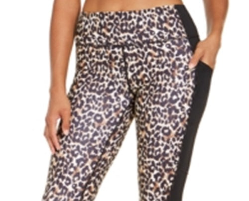 Ideology Women's Animal Print Fitness Athletic Leggings Brown Size Large