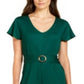 NY Collection Women's Belted Jumpsuit Green Size Petite X-Large