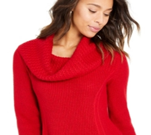 Style & Co Women's Cowlneck Tunic Sweater Red Size Petite S