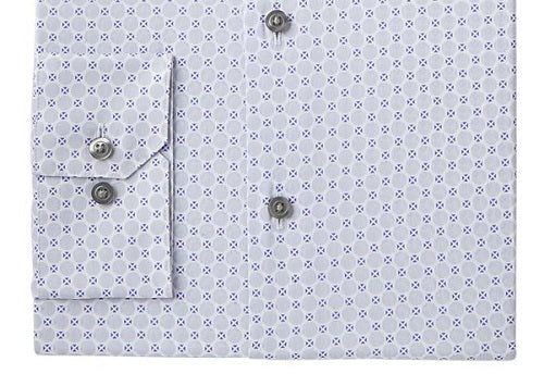 Alfani Men's Circle Geo Print Dress Shirt Gray Size 15.5x32-33