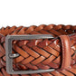 Perry Ellis Men's Bonded Leather Woven Braided Belt Brown Size Large