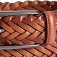 Perry Ellis Men's Bonded Leather Woven Braided Belt Brown Size Large