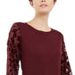 INC International Concepts Women's Velvet Burnout Sleeve Sweater Red Size X-Small