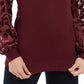 INC International Concepts Women's Velvet Burnout Sleeve Sweater Red Size X-Small