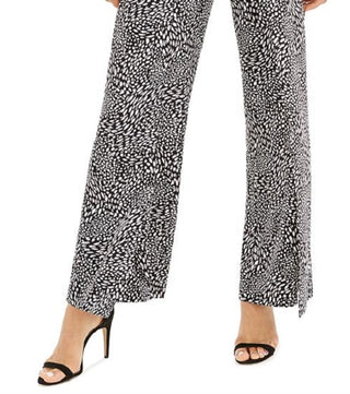 Bar III Women's Ruffled Printed Stretch Dress Pants Black Size X-Small