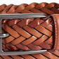 Perry Ellis Men's Braided Leather Casual Belt Brown Size Medium