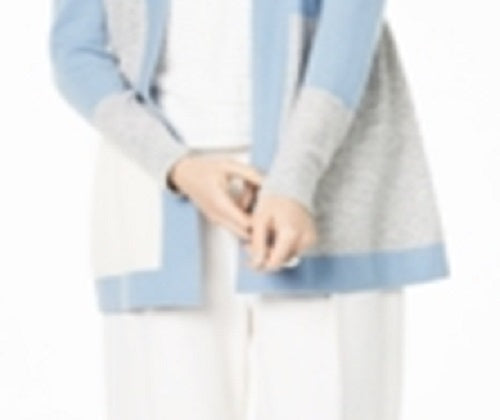 Charter Club Women's Colorblocked Pure Cashmere Cardigan Blue Size Petite L