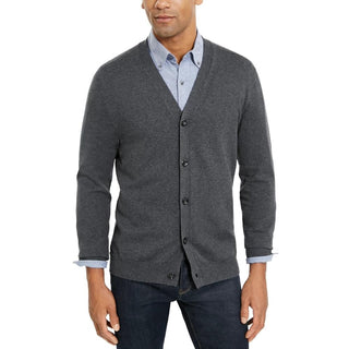 Club Room Men's Knit V Neck Cardigan Gray Size X-Small