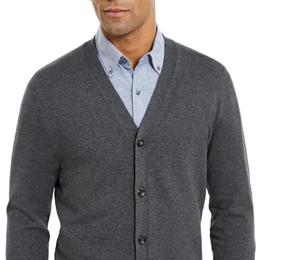 Club Room Men's Knit V Neck Cardigan Gray Size X-Small