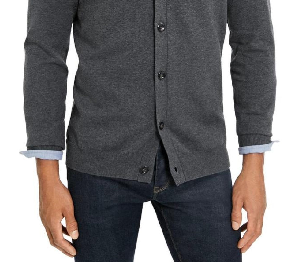 Club Room Men's Knit V Neck Cardigan Gray Size X-Small
