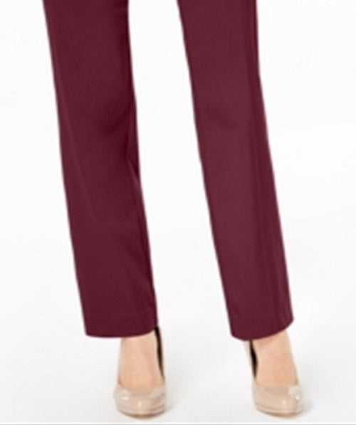 JM Collection Women's Short Tummy Control Curvy Fit Pants Red Size 20X5