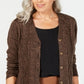 Karen Scott Women's Button Front Duster Cardigan Brown Size Petite S