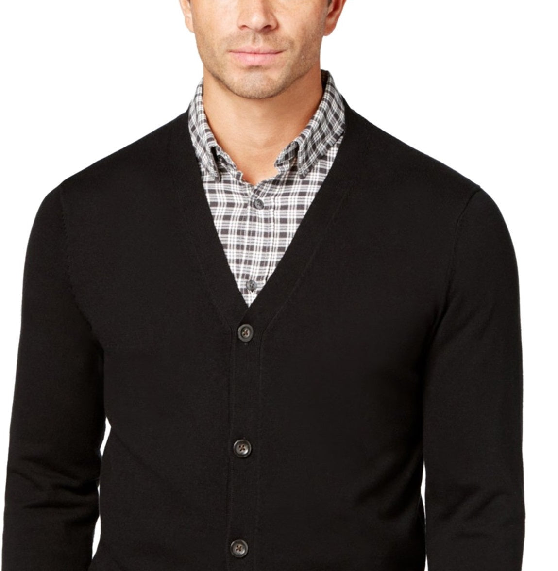Club Room Men's Knit V Neck Cardigan Black Size XXX-Large