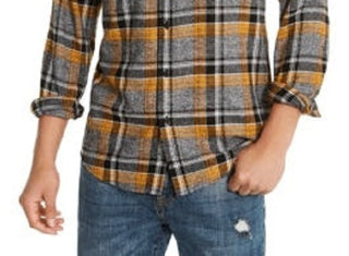 American Rag Men's Plaid Collared Classic Fit Dress Shirt Gray Size Small