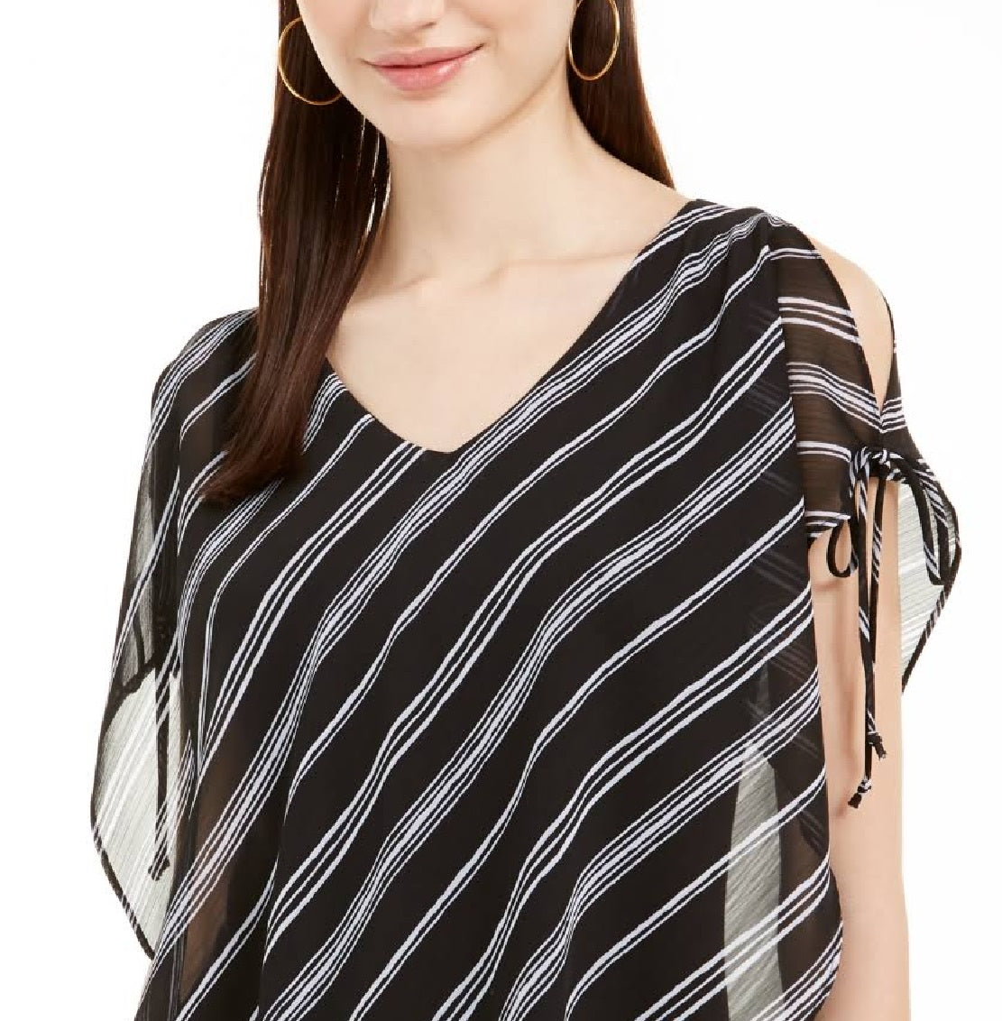 BCX Junior's Byer Short Sleeve V Neck 2Fer Blouse Black Size X-Large