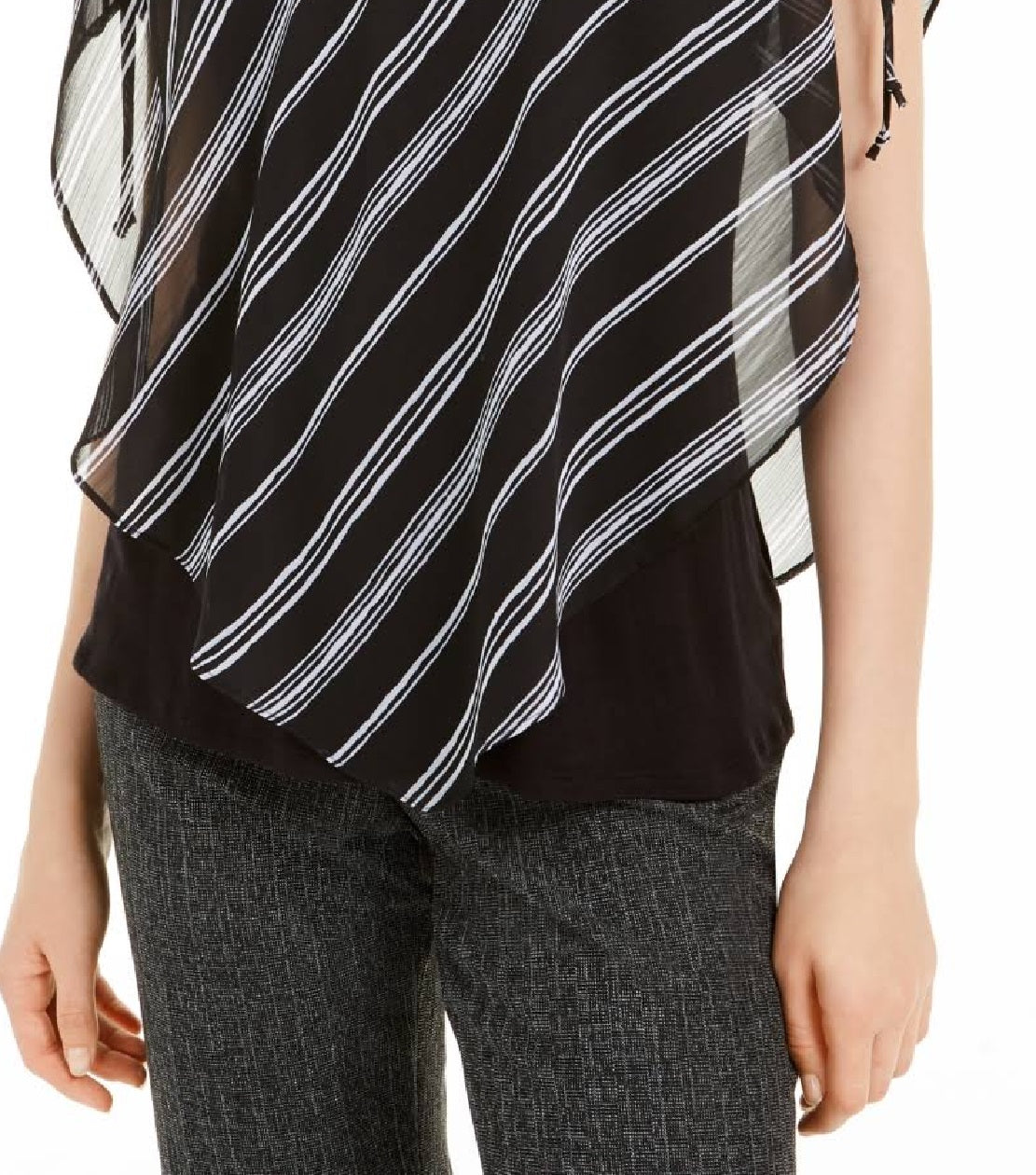 BCX Junior's Byer Short Sleeve V Neck 2Fer Blouse Black Size X-Large