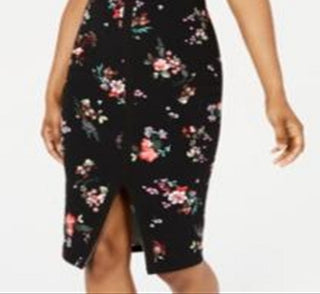 Material Girl Junior's Printed Illusion Bodycon Dress Black Size Medium