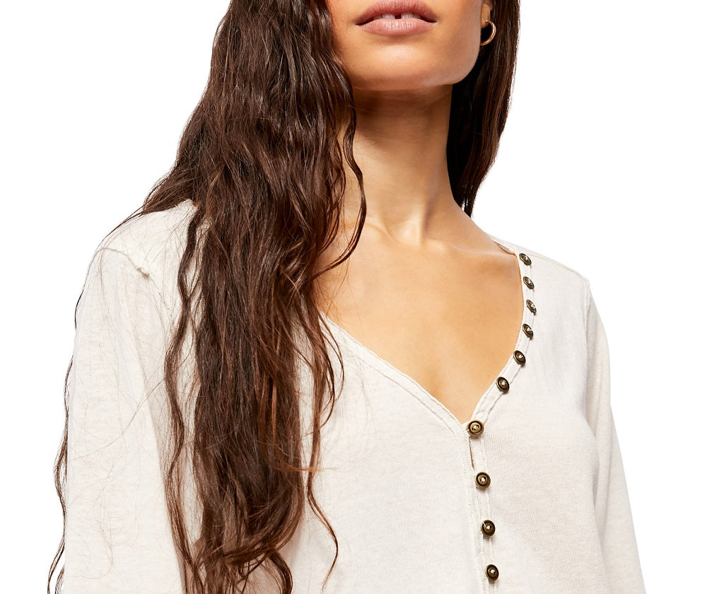 Free People Women's Morgan Henley Top White Size Small